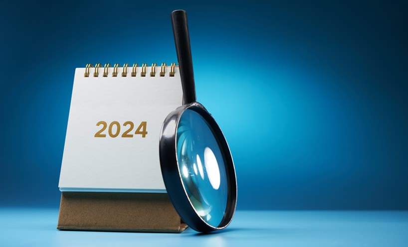 2024 calendar with magnifying glass